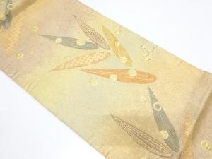 笹に疋田・露模様織り出し　袋帯